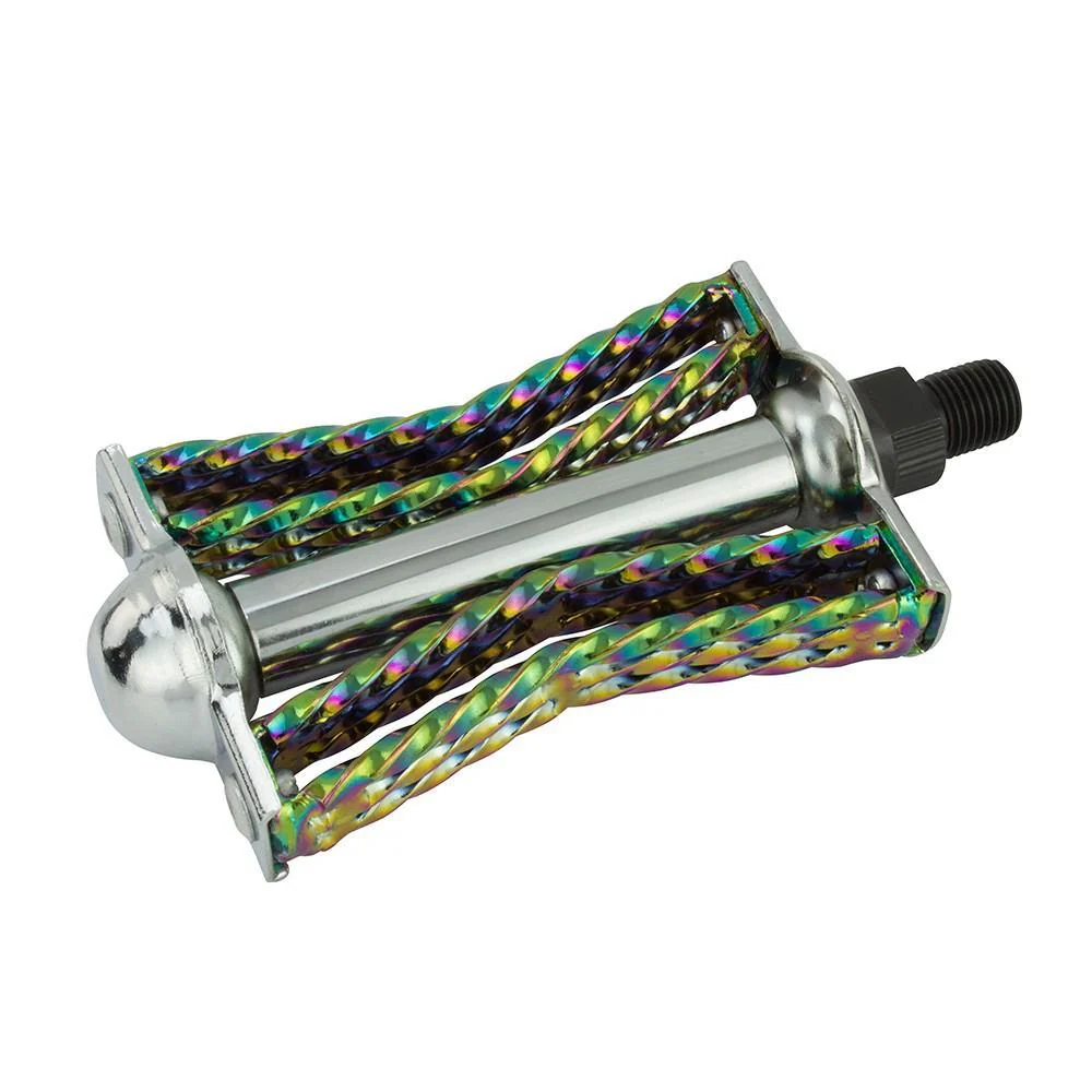 Double Square Twisted Butterfly Pedals 1/2" Neo Chrome Lowrider, Beach Cruiser, Chopper Bike - Image 3