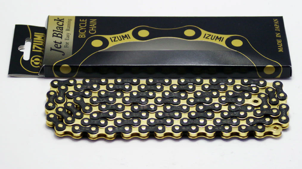Izumi Chain 1/8" Jet Black 116L Gold Links - Image 2