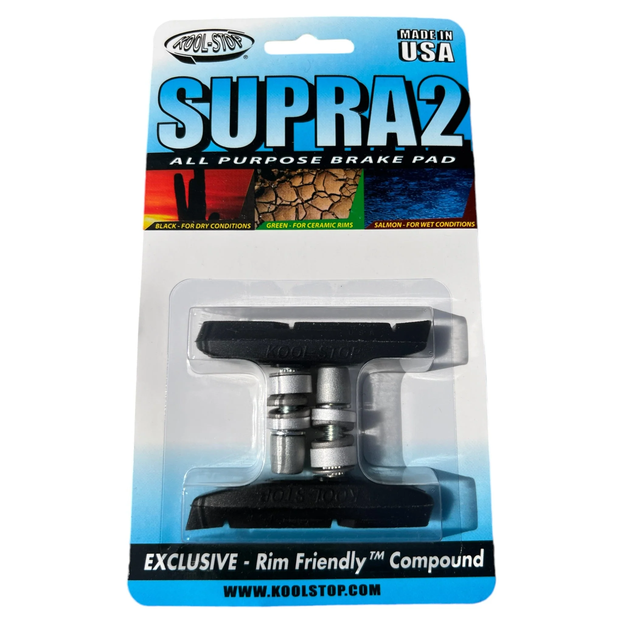 Kool Stop Supra 2 Brake Pads (Black) (1 Pair) (All-Weather Compound) (Threaded) - Image 4