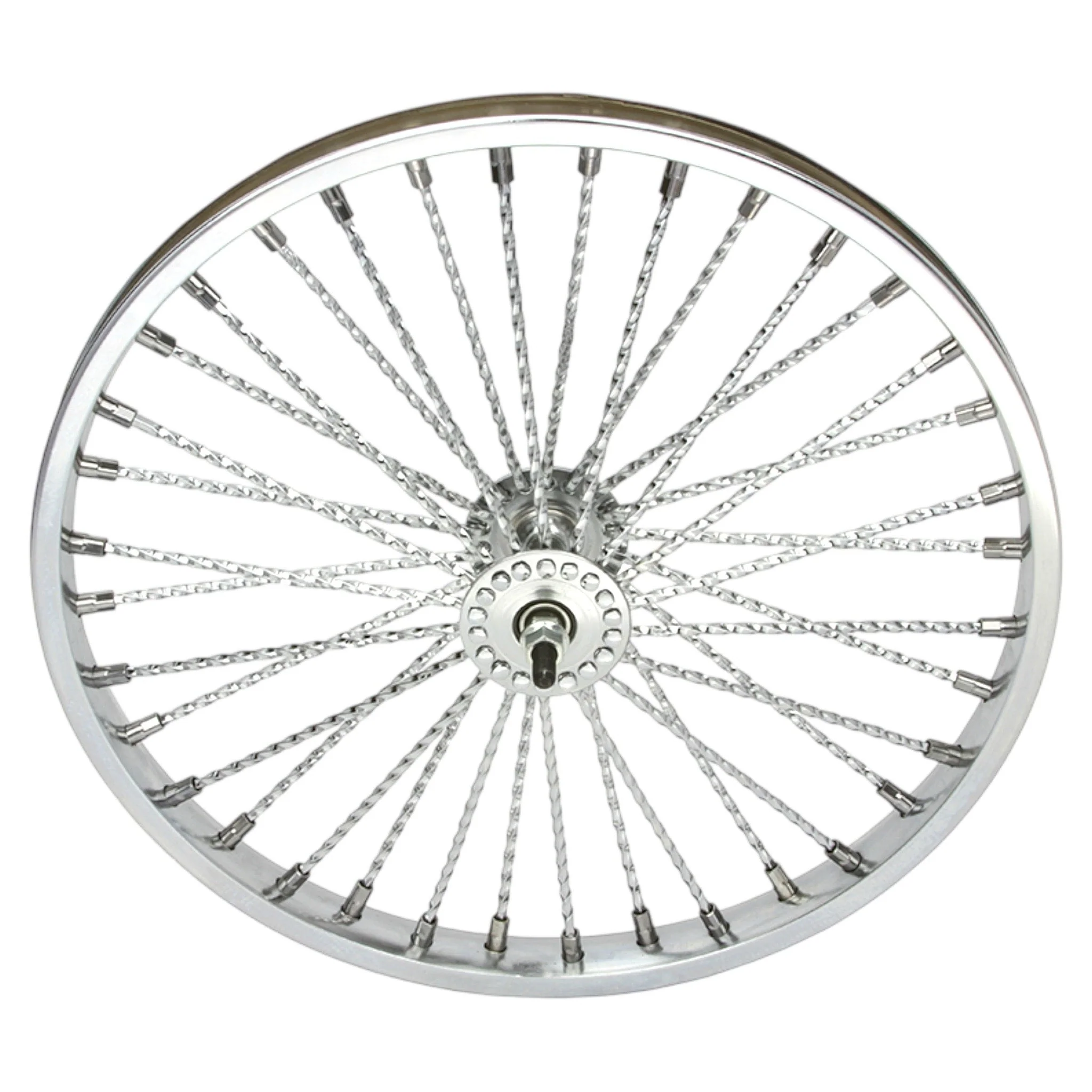 Lowrider 20" Steel Front Wheel Twisted 36 Spoke 8Gchrome Chrome - Image 2