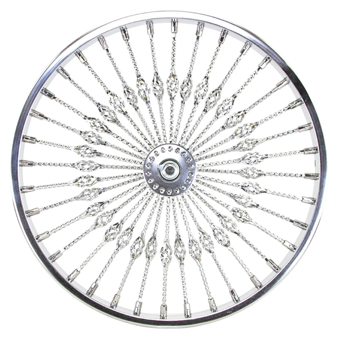 Lowrider 20" Steel Front Wheel Twisted Cage 36 Spoke Chrome