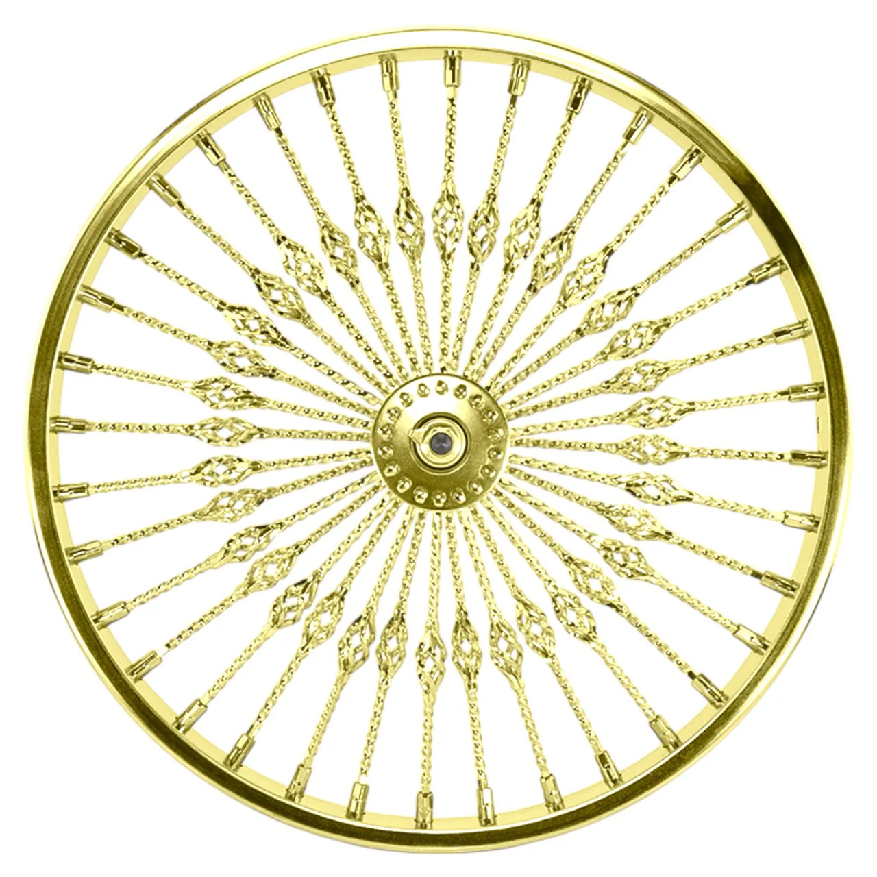 Lowrider 26" Steel Front Wheel Twisted Cage 36 Spoke Gold
