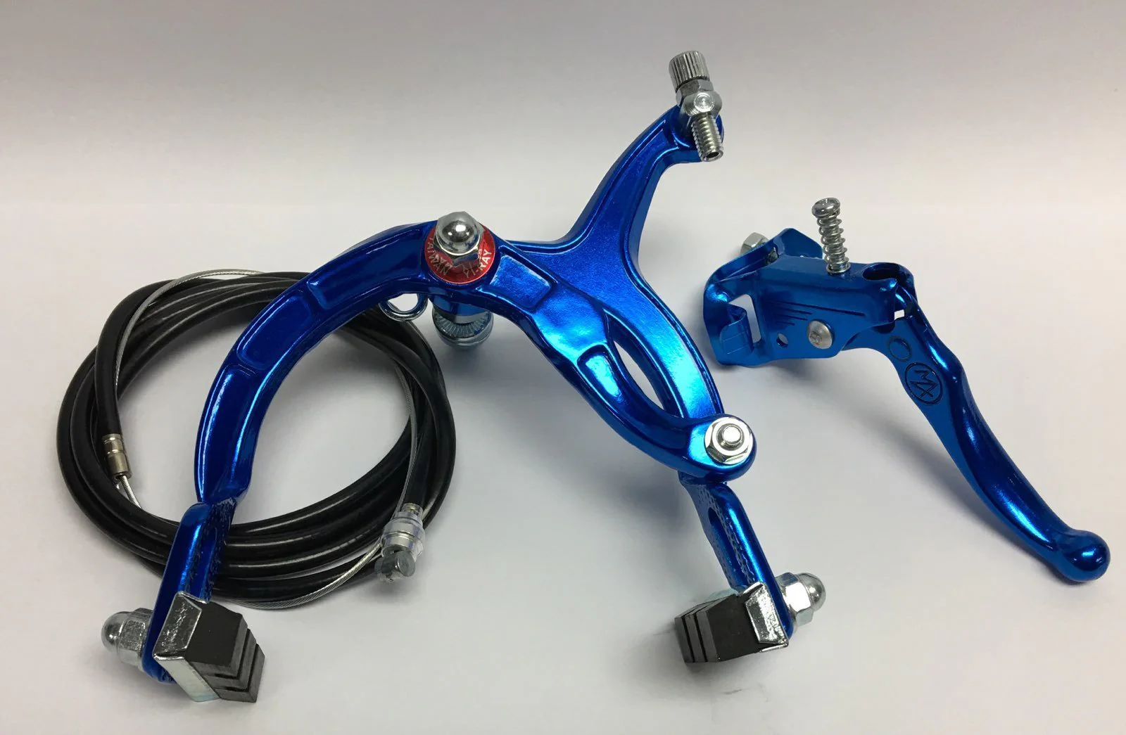 Old School BMX Brake Set Bike MX Brake Set Lever Cable Caliper Blue - Image 2