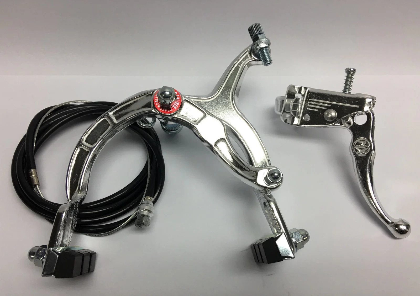 Old School BMX Brake Set Bike MX Brake Set Lever Cable Caliper Chrome - Image 2