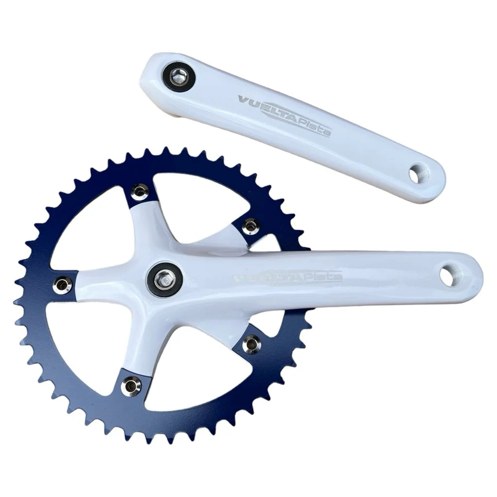 Vuelta Pista Track 46T 130/BCD Crankset White/Blue - Image 2