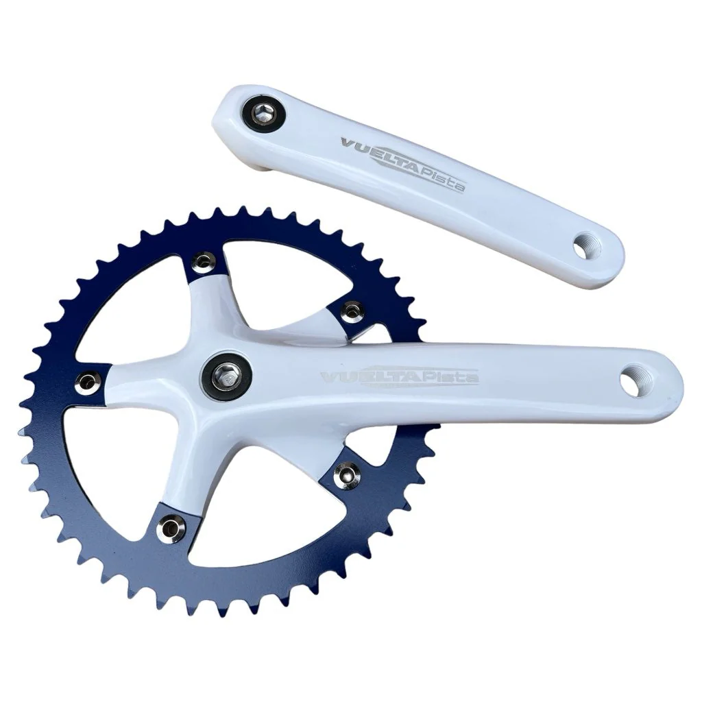 Vuelta Pista Track 46T 130/BCD Crankset White/Blue - Image 3